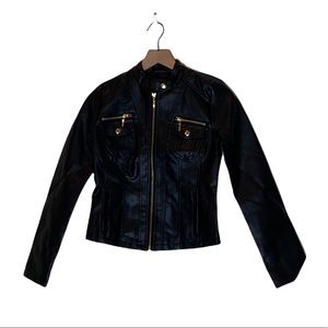 New Look Faux Leather Jacket in Black. Size Small